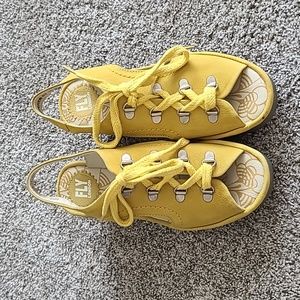 FLY LONDON Yellow Leather lace up wedges size 38